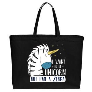 I Want To Be A Unicorn But I'm A Zebra Funny Cotton Canvas Jumbo Tote