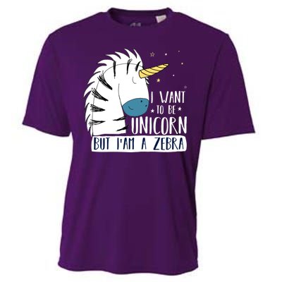 I Want To Be A Unicorn But I'm A Zebra Funny Cooling Performance Crew T-Shirt