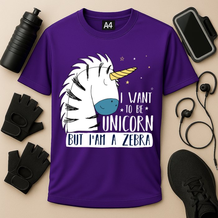 I Want To Be A Unicorn But I'm A Zebra Funny Performance Shirt