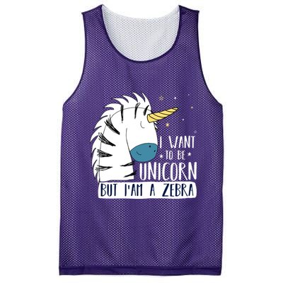I Want To Be A Unicorn But I'm A Zebra Funny Mesh Reversible Basketball Jersey Tank