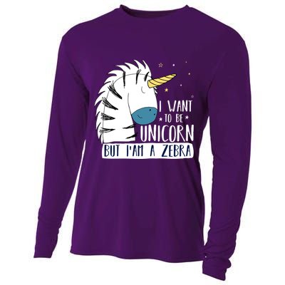 I Want To Be A Unicorn But I'm A Zebra Funny Cooling Performance Long Sleeve Crew