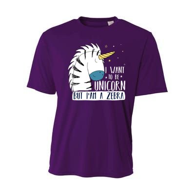 I Want To Be A Unicorn But I'm A Zebra Funny Youth Performance Sprint T-Shirt