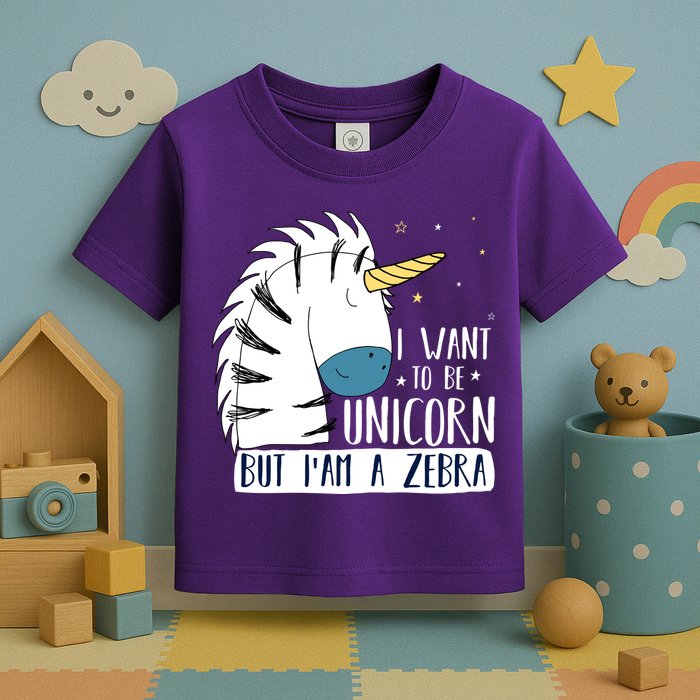 I Want To Be A Unicorn But I'm A Zebra Funny Toddler T-Shirt