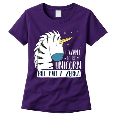 I Want To Be A Unicorn But I'm A Zebra Funny Womens T-Shirt