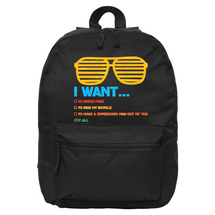 I Want To Break Free Ride Bicycle Want It All 16 in Basic Backpack