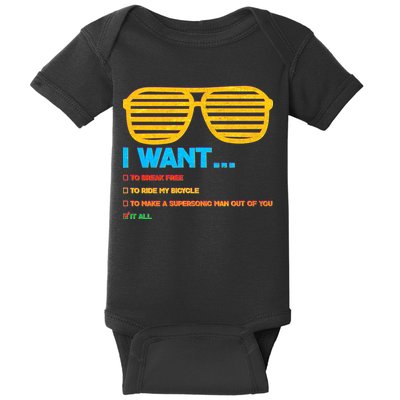 I Want To Break Free Ride Bicycle Want It All Baby Bodysuit