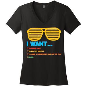 I Want To Break Free Ride Bicycle Want It All Women's V-Neck T-Shirt