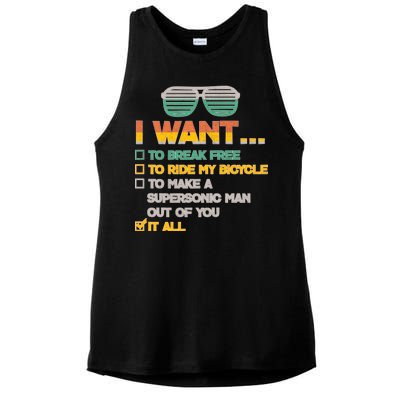 I Want To Break Free To Ride My Bicycle It All Sunglasses Ladies PosiCharge Tri-Blend Wicking Tank