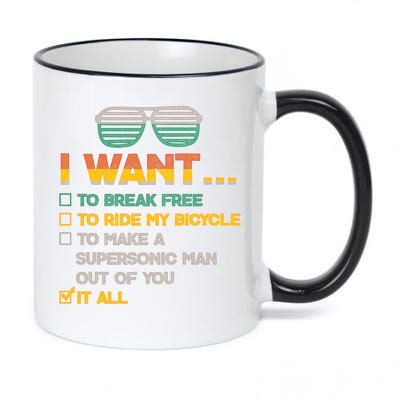 I Want To Break Free To Ride My Bicycle It All Sunglasses 11oz Black Color Changing Mug