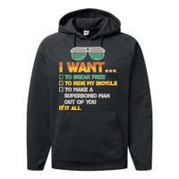 I Want To Break Free To Ride My Bicycle It All Sunglasses Performance Fleece Hoodie