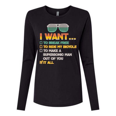 I Want To Break Free To Ride My Bicycle It All Sunglasses Womens Cotton Relaxed Long Sleeve T-Shirt