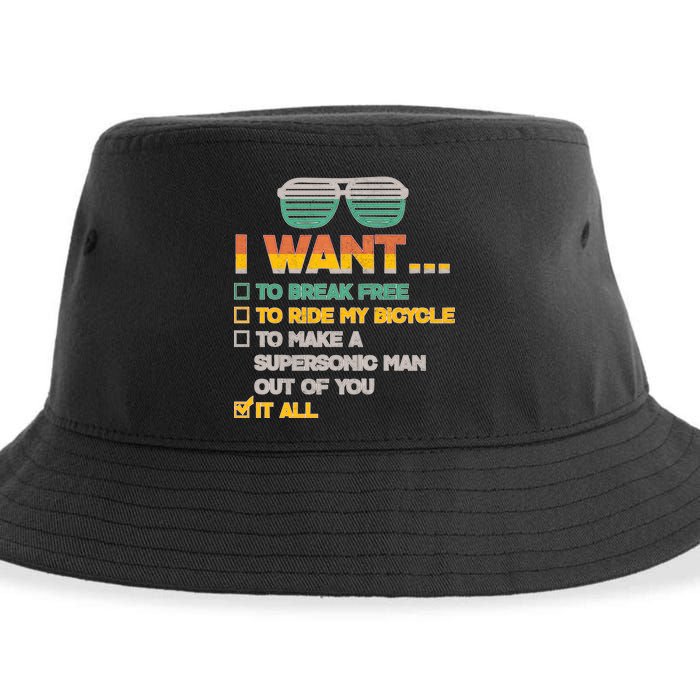 I Want To Break Free To Ride My Bicycle It All Sunglasses Sustainable Bucket Hat