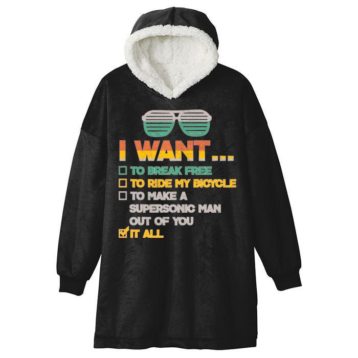 I Want To Break Free To Ride My Bicycle It All Sunglasses Hooded Wearable Blanket