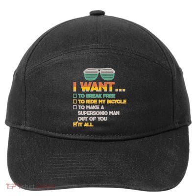 I Want To Break Free To Ride My Bicycle It All Sunglasses 7-Panel Snapback Hat