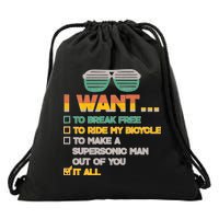 I Want To Break Free To Ride My Bicycle It All Sunglasses Drawstring Bag