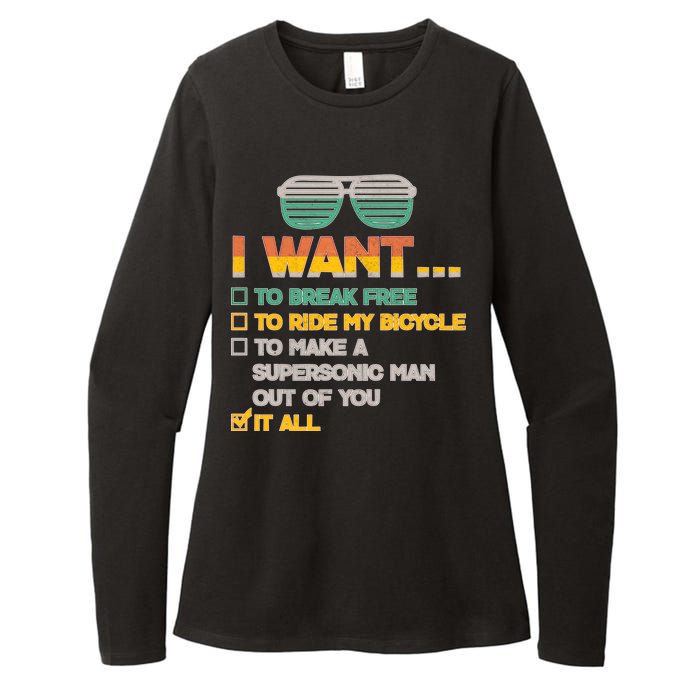 I Want To Break Free To Ride My Bicycle It All Sunglasses Womens CVC Long Sleeve Shirt