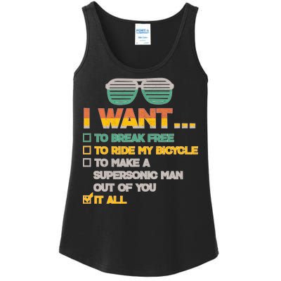 I Want To Break Free To Ride My Bicycle It All Sunglasses Ladies Essential Tank