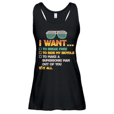 I Want To Break Free To Ride My Bicycle It All Sunglasses Ladies Essential Flowy Tank