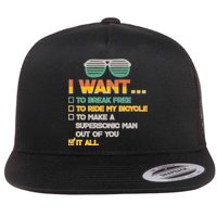 I Want To Break Free To Ride My Bicycle It All Sunglasses Flat Bill Trucker Hat