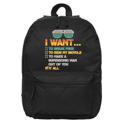 I Want To Break Free To Ride My Bicycle It All Sunglasses 16 in Basic Backpack