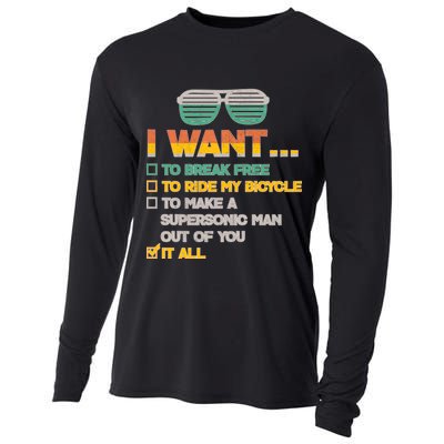 I Want To Break Free To Ride My Bicycle It All Sunglasses Cooling Performance Long Sleeve Crew