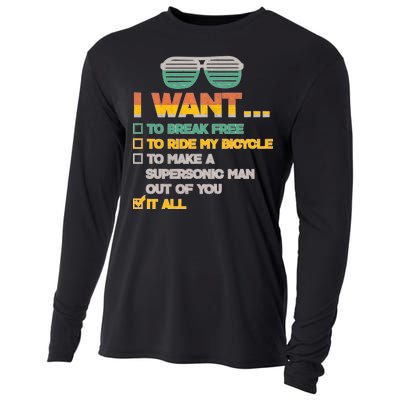 I Want To Break Free To Ride My Bicycle It All Sunglasses Cooling Performance Long Sleeve Crew