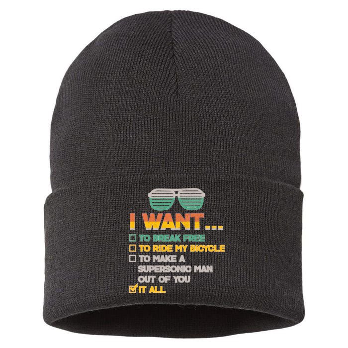 I Want To Break Free To Ride My Bicycle It All Sunglasses Sustainable Knit Beanie