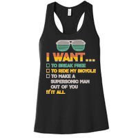 I Want To Break Free To Ride My Bicycle It All Sunglasses Women's Racerback Tank