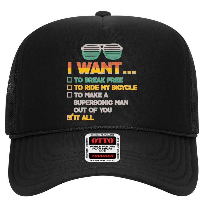 I Want To Break Free To Ride My Bicycle It All Sunglasses Trucker Hat