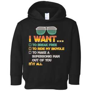 I Want To Break Free To Ride My Bicycle It All Sunglasses Toddler Hoodie