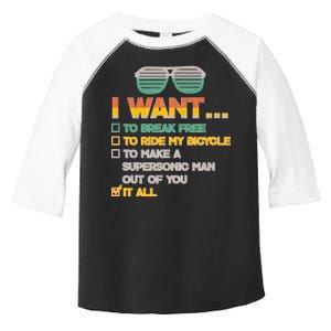 I Want To Break Free To Ride My Bicycle It All Sunglasses Toddler Fine Jersey T-Shirt