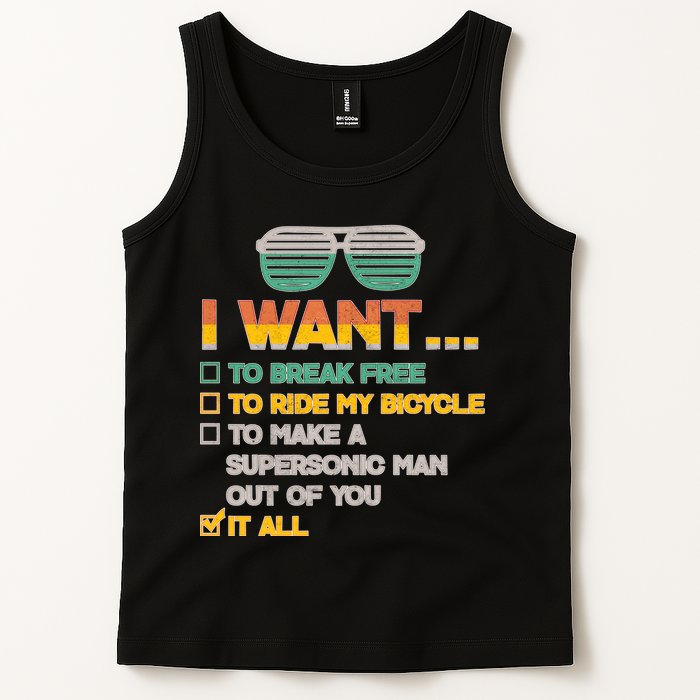 I Want To Break Free To Ride My Bicycle It All Sunglasses Tank Top