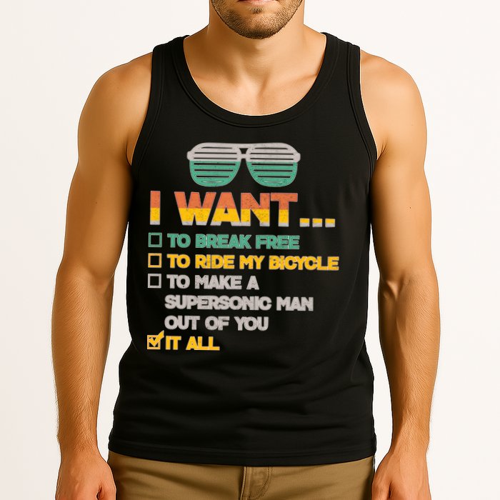 I Want To Break Free To Ride My Bicycle It All Sunglasses Tank Top