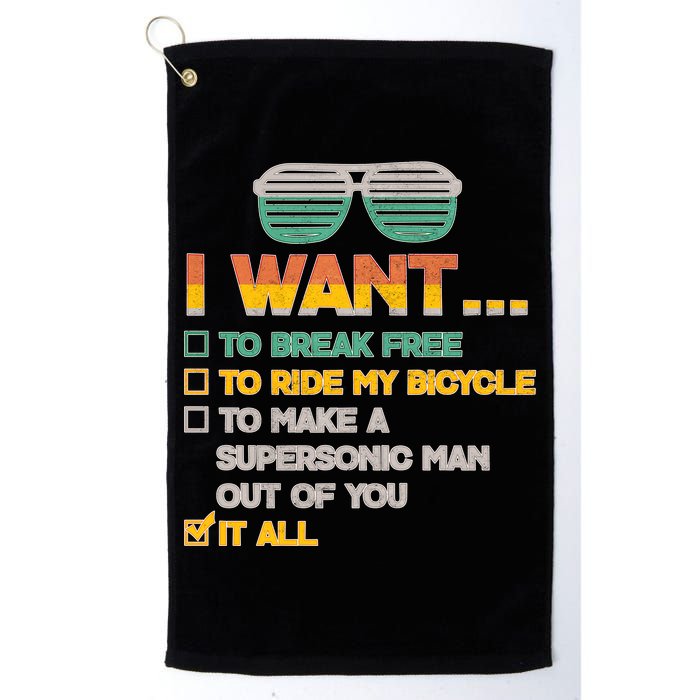 I Want To Break Free To Ride My Bicycle It All Sunglasses Golf Towel