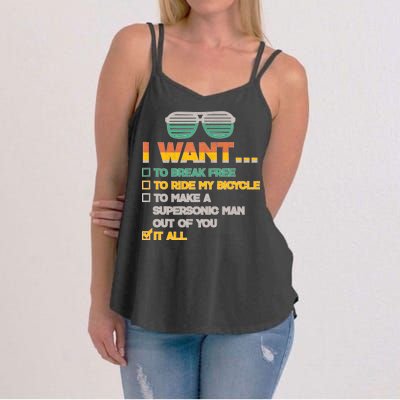 I Want To Break Free To Ride My Bicycle It All Sunglasses Women's Strappy Tank