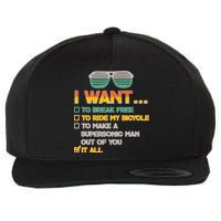 I Want To Break Free To Ride My Bicycle It All Sunglasses Wool Snapback Cap