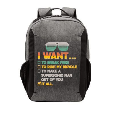 I Want To Break Free To Ride My Bicycle It All Sunglasses Vector Backpack