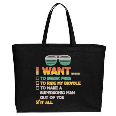 I Want To Break Free To Ride My Bicycle It All Sunglasses Cotton Canvas Jumbo Tote