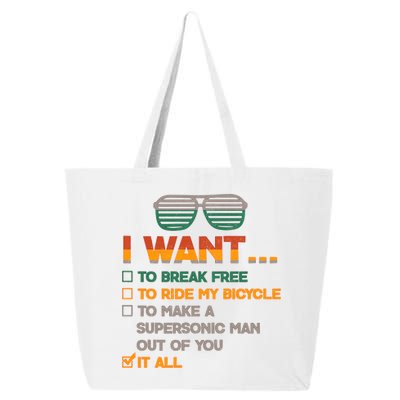 I Want To Break Free To Ride My Bicycle It All Sunglasses 25L Jumbo Tote