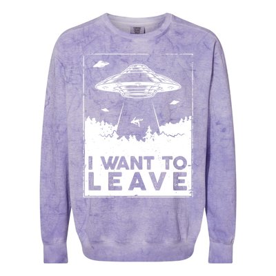 I Want To Leave UFO Alien Colorblast Crewneck Sweatshirt