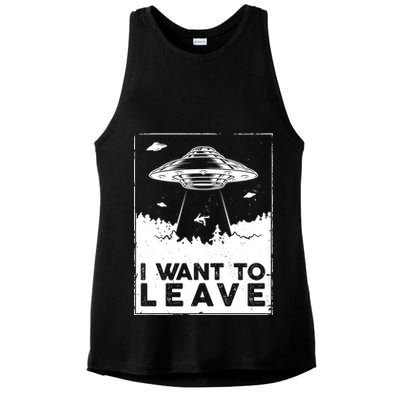 I Want To Leave UFO Alien Ladies PosiCharge Tri-Blend Wicking Tank