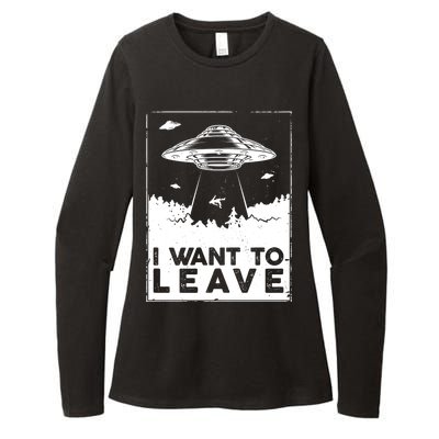 I Want To Leave UFO Alien Womens CVC Long Sleeve Shirt