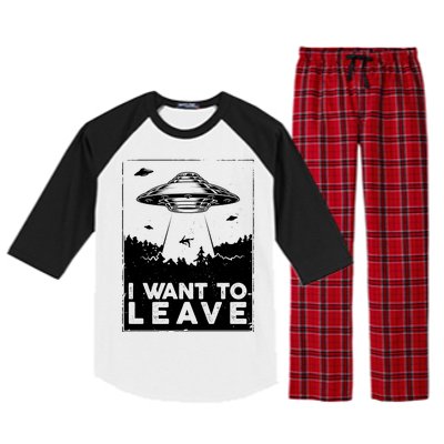 I Want To Leave UFO Alien Raglan Sleeve Pajama Set