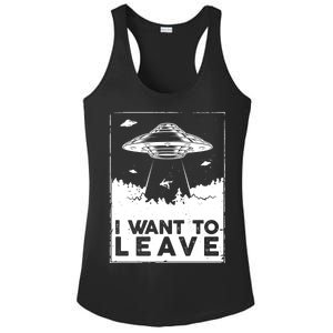 I Want To Leave UFO Alien Ladies PosiCharge Competitor Racerback Tank