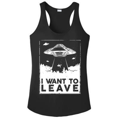 I Want To Leave UFO Alien Ladies PosiCharge Competitor Racerback Tank