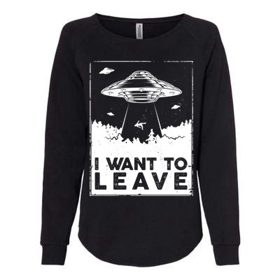 I Want To Leave UFO Alien Womens California Wash Sweatshirt