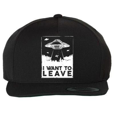 I Want To Leave UFO Alien Wool Snapback Cap