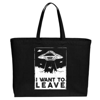 I Want To Leave UFO Alien Cotton Canvas Jumbo Tote