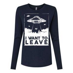 I Want To Leave UFO Alien Womens Cotton Relaxed Long Sleeve T-Shirt