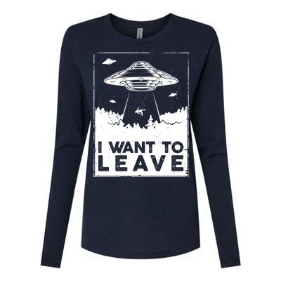 I Want To Leave UFO Alien Womens Cotton Relaxed Long Sleeve T-Shirt